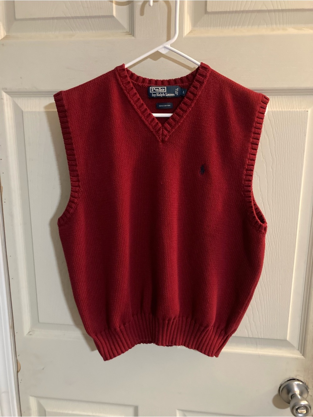 Vintage Polo by Ralph Lauren Red V-Neck Sweater Vest Size L